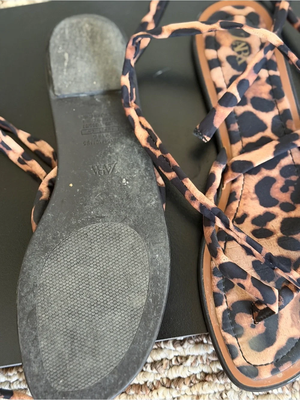 Zara Leopard Print Lace-Up Men’s Sandals - Brown & Black